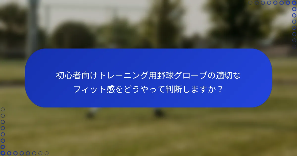初心者向けトレーニング用野球グローブの適切なフィット感をどうやって判断しますか？