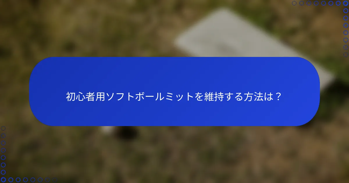 初心者用ソフトボールミットを維持する方法は?