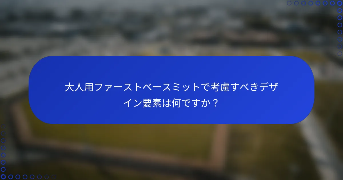 大人用ファーストベースミットで考慮すべきデザイン要素は何ですか?