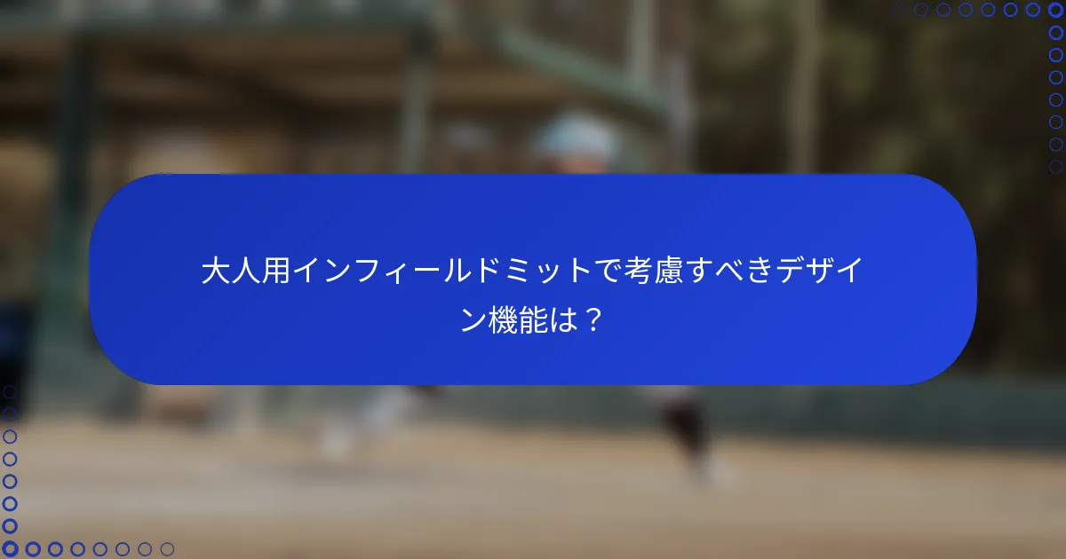 大人用インフィールドミットで考慮すべきデザイン機能は？