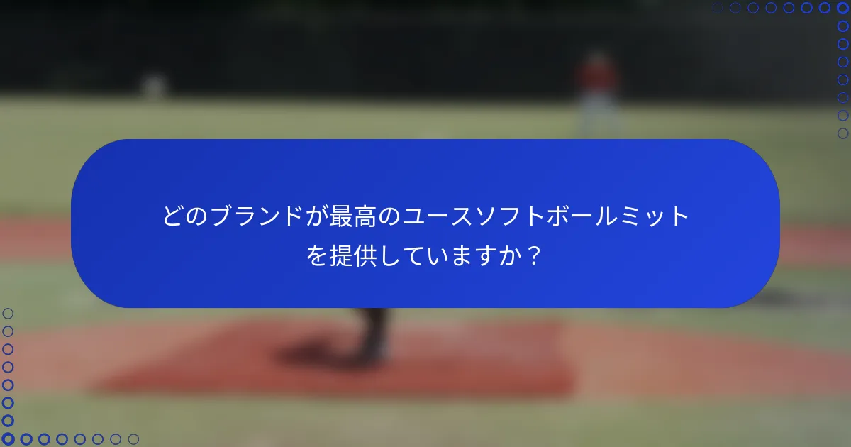 どのブランドが最高のユースソフトボールミットを提供していますか？