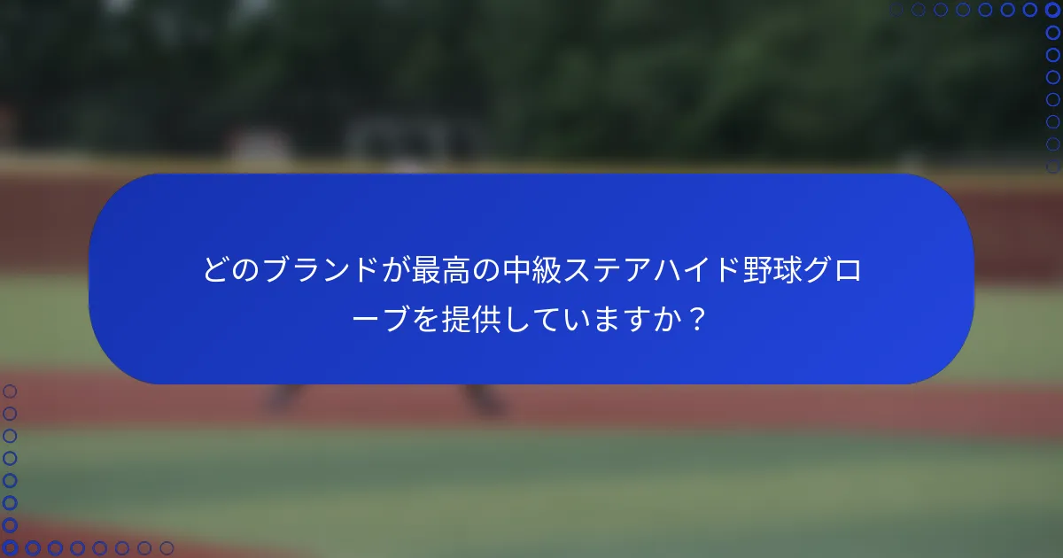 どのブランドが最高の中級ステアハイド野球グローブを提供していますか？