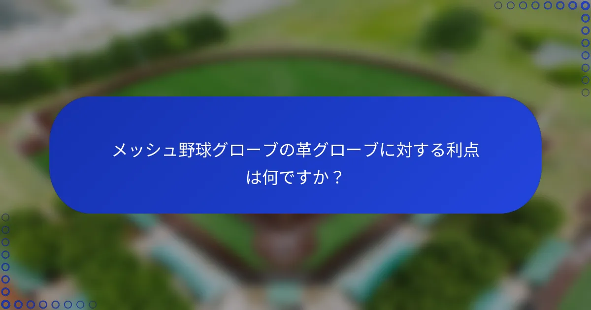 メッシュ野球グローブの革グローブに対する利点は何ですか？