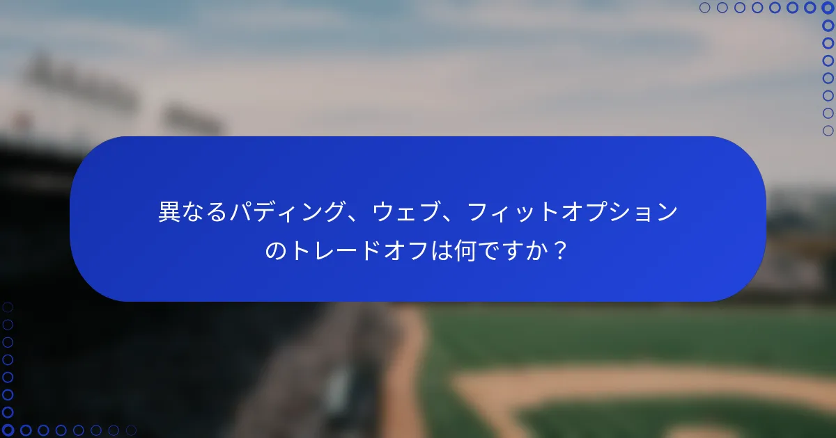 異なるパディング、ウェブ、フィットオプションのトレードオフは何ですか?