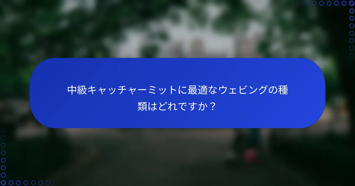 中級キャッチャーミットに最適なウェビングの種類はどれですか？