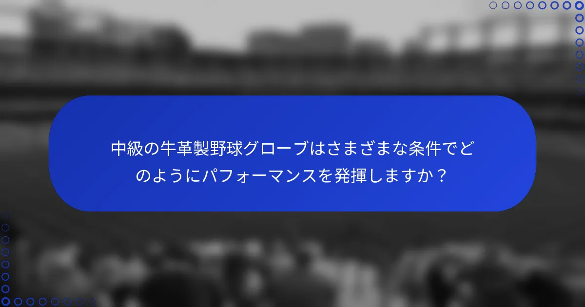 中級の牛革製野球グローブはさまざまな条件でどのようにパフォーマンスを発揮しますか?