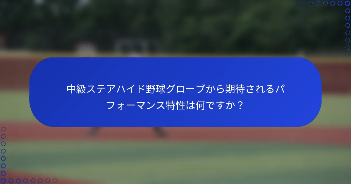 中級ステアハイド野球グローブから期待されるパフォーマンス特性は何ですか？